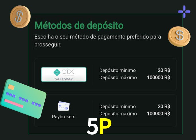 O cassino 5P oferece uma grande variedade de métodos de pagamento